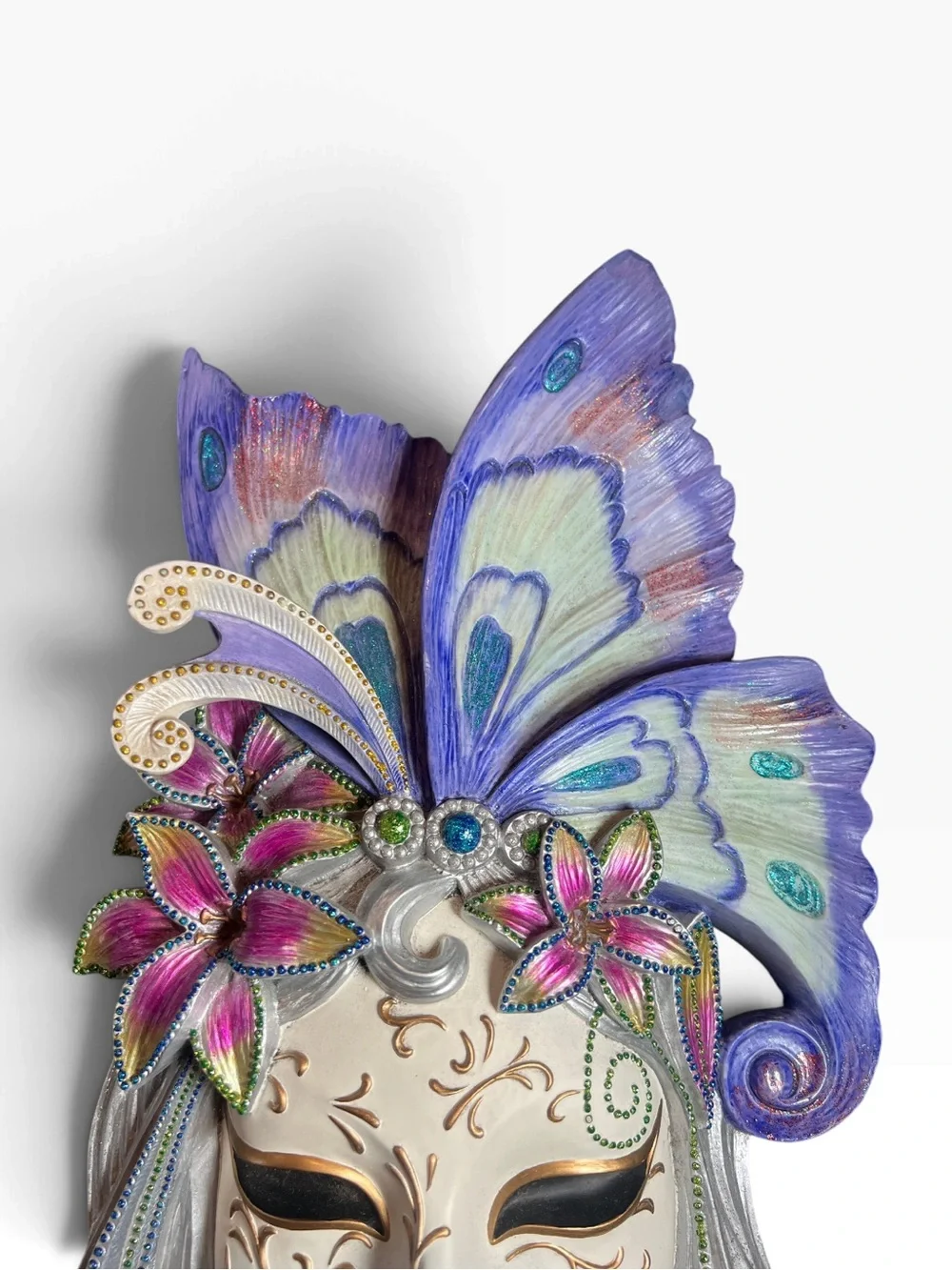 2009 Veronese Butterfly Masquerade Resin Face Mask Art Wall Decoration 21”x10”x3